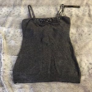 Guess cashmere sweater camisole S grey sequin strapless option soft fitted NEW